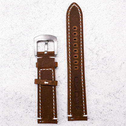 Crazy Horse Vintage Genuine Leather Watch Strap Dark Brown 4