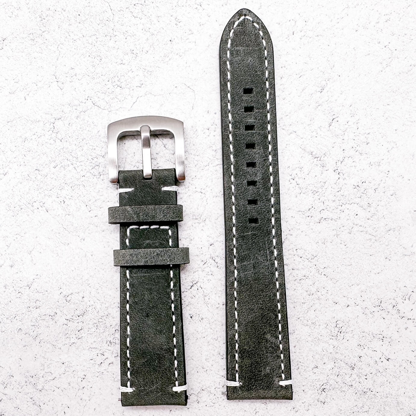 Crazy Horse Vintage Genuine Leather Watch Strap Grey 3