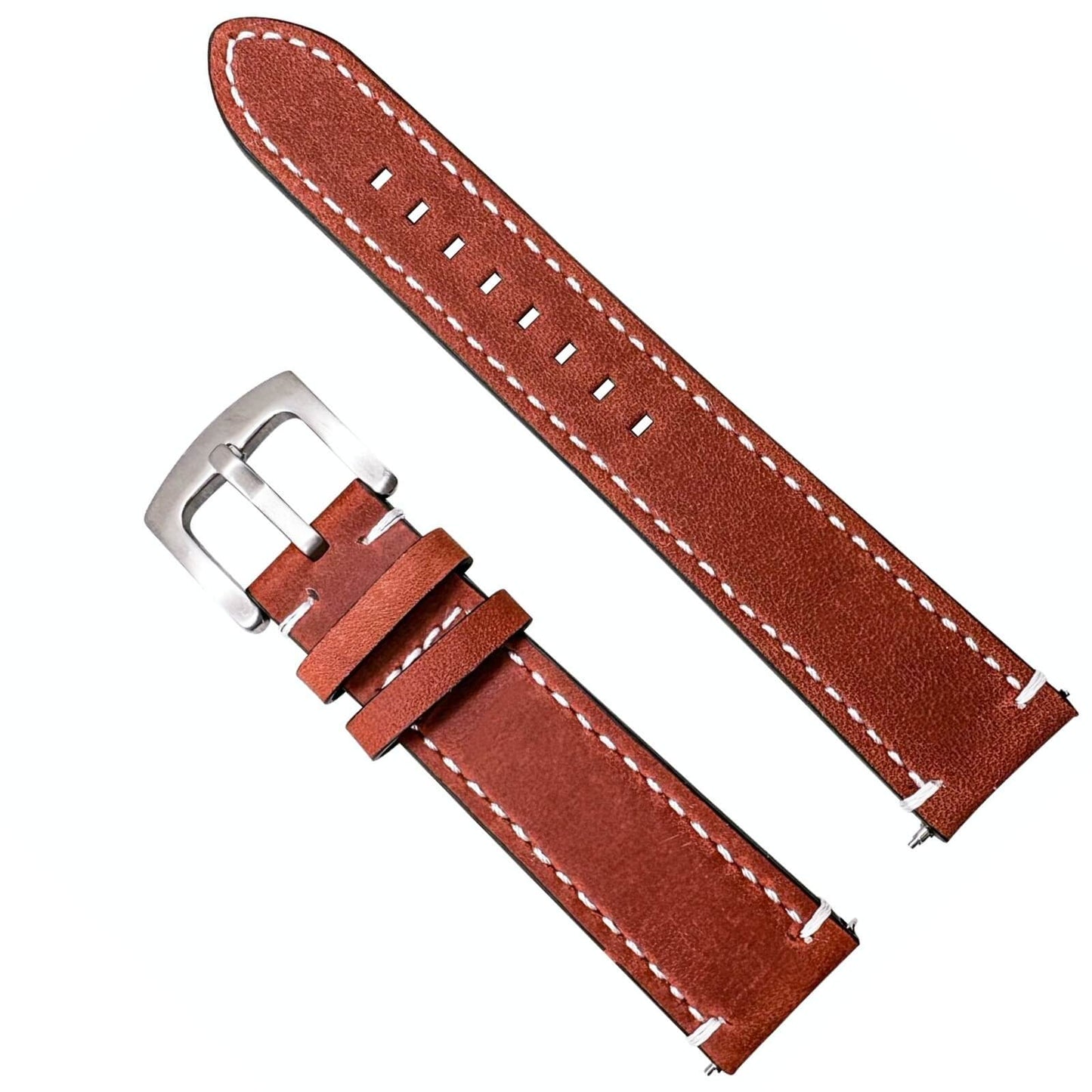 Crazy Horse Vintage Genuine Leather Watch Strap Red Brown 1