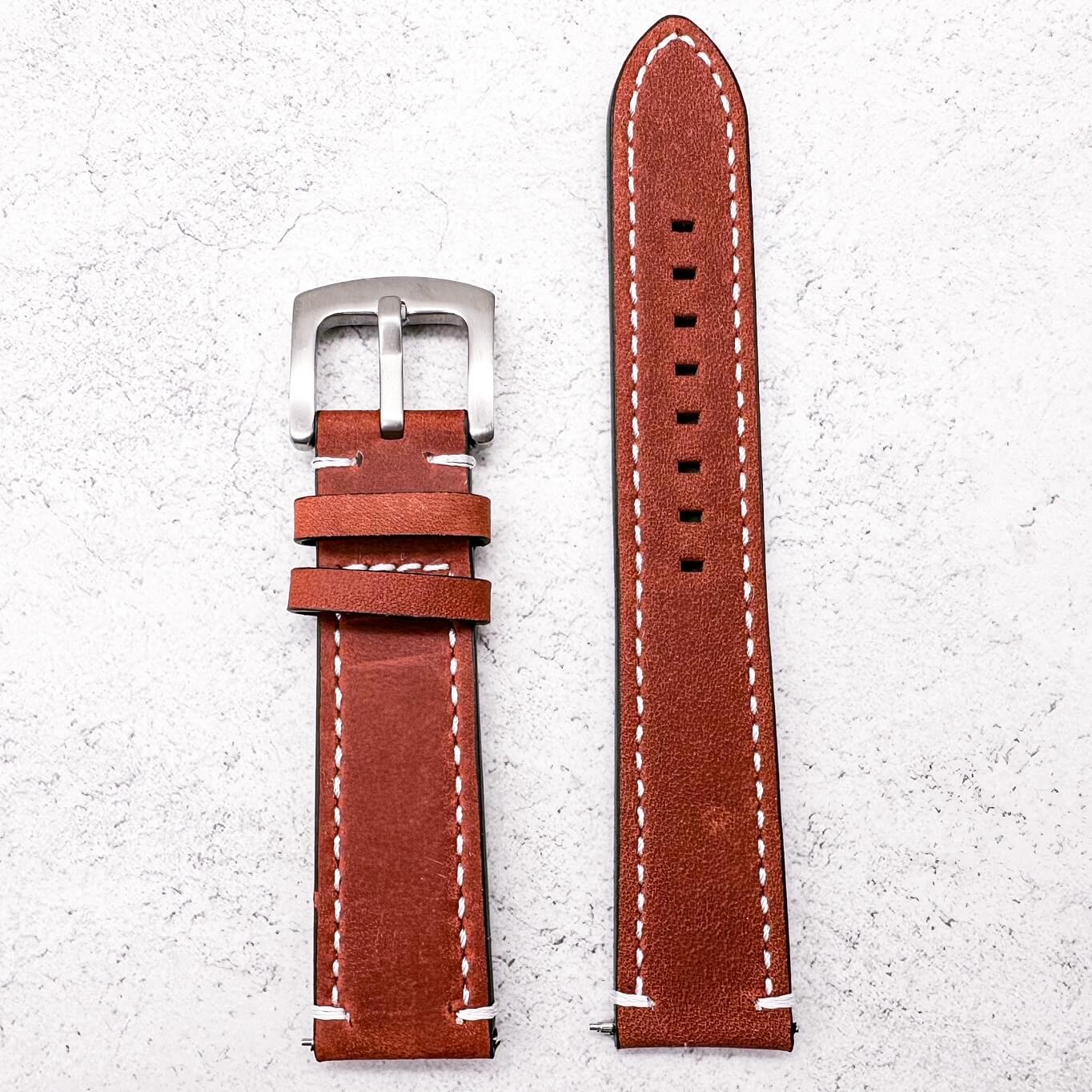 Crazy Horse Vintage Genuine Leather Watch Strap Red Brown 3