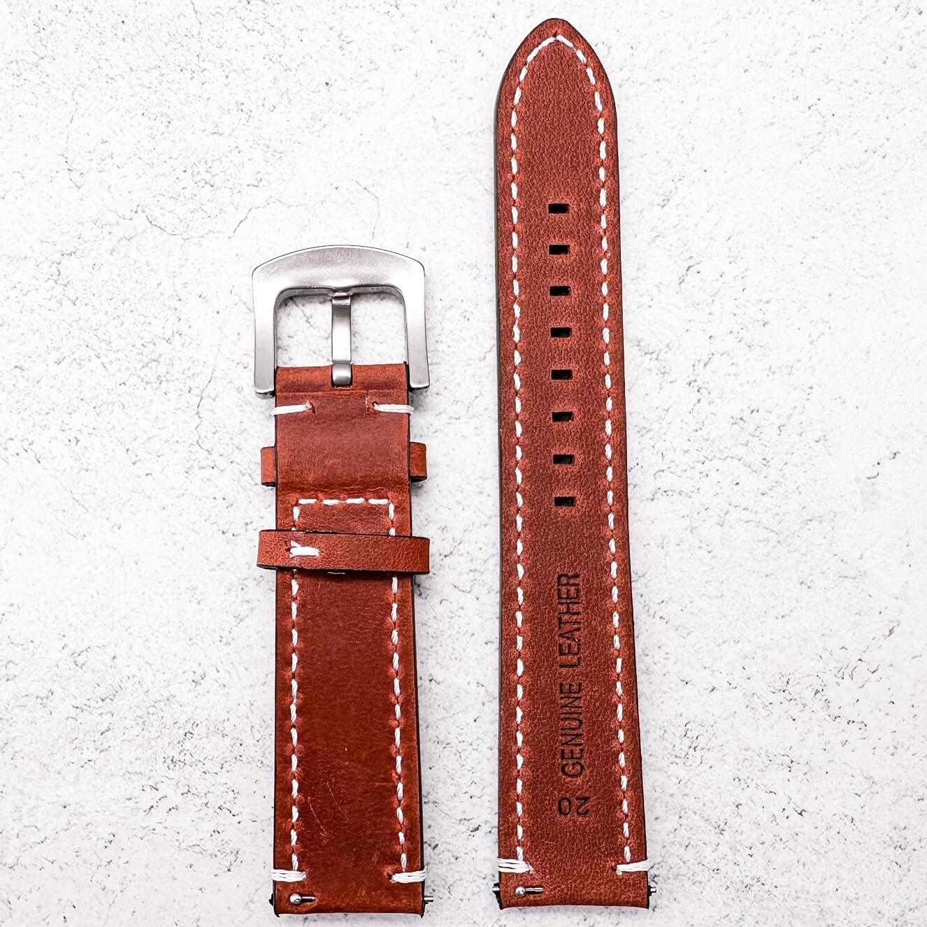 Crazy Horse Vintage Genuine Leather Watch Strap Red Brown 4