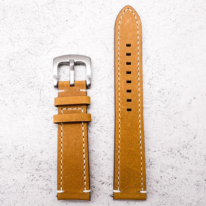 Crazy Horse Vintage Genuine Leather Watch Strap Yellow Brown 3