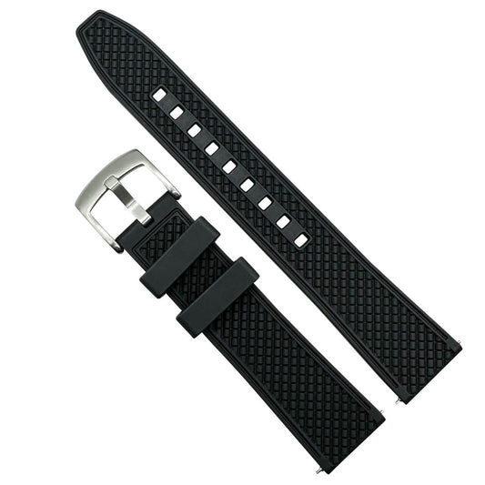 Crosshatch FKM Rubber Watch Strap Black 18mm 20 mm 22 mm - The Thrifty Gentleman