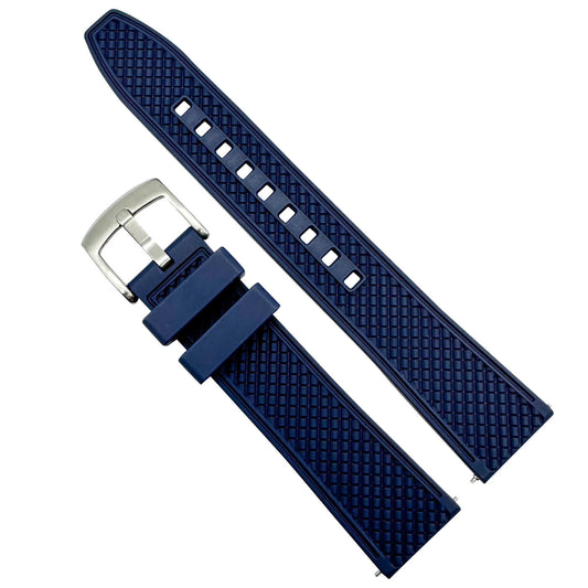 Crosshatch FKM Rubber Watch Strap Dark Blue 18mm 20 mm 22 mm - The Thrifty Gentleman