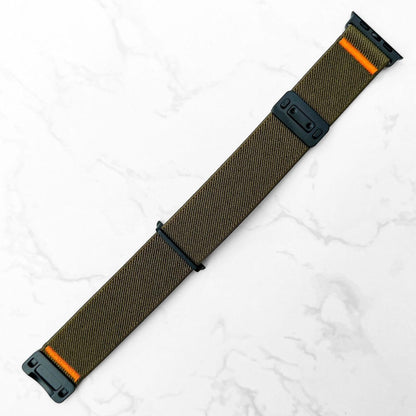 Elastic Nylon Loop Band With Magnetic Clasp For Apple Watch In Army Green 3