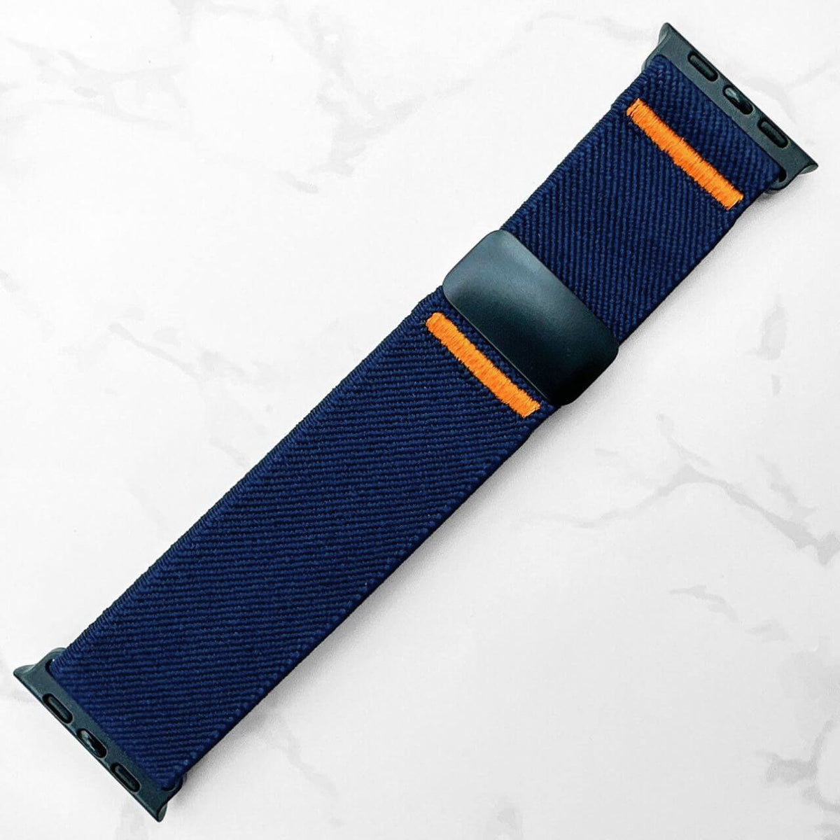 Elastic Nylon Loop Band With Magnetic Clasp For Apple Watch In Blue 2