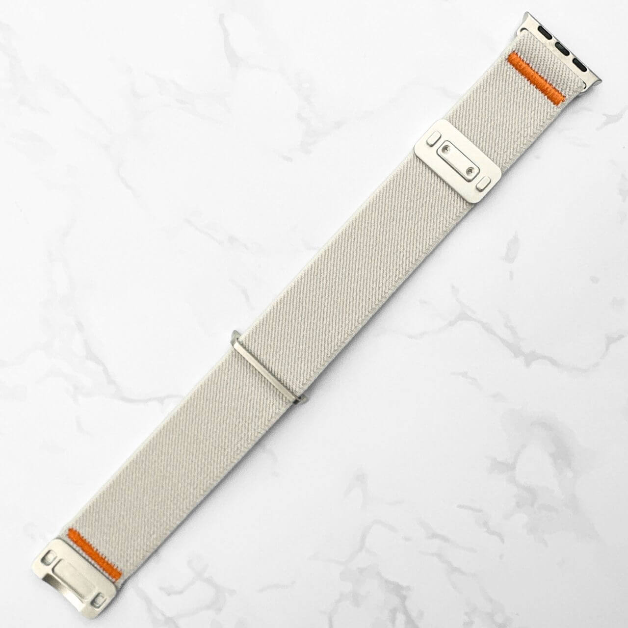 Elastic Nylon Loop Band With Magnetic Clasp For Apple Watch In Starlight White 3
