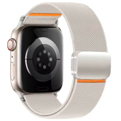 Elastic Nylon Loop Band With Magnetic Clasp For Apple Watch In Starlight White The Thrifty Gentleman