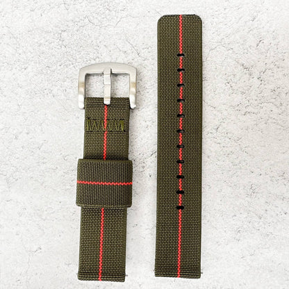 Elastic Nylon Quick Release Watch Strap Green Red 2