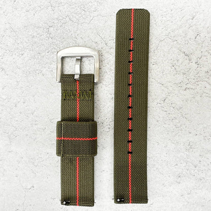 Elastic Nylon Quick Release Watch Strap Green Red 3