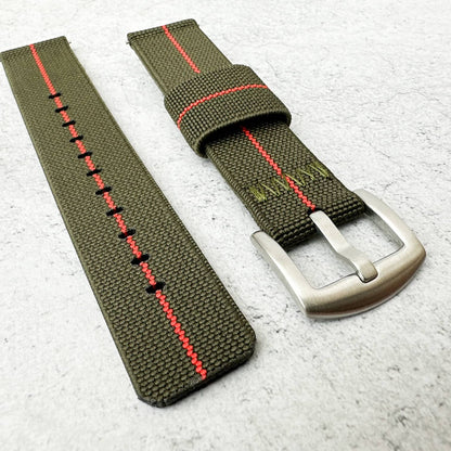 Elastic Nylon Quick Release Watch Strap Green Red 4
