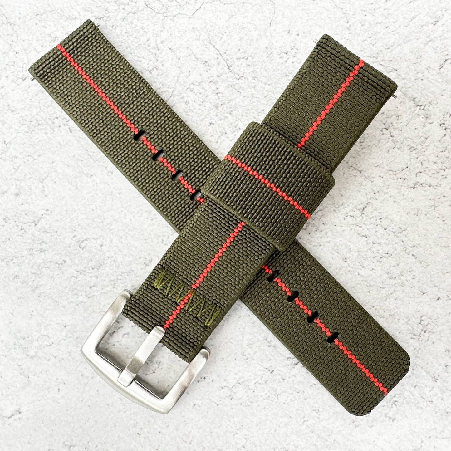 Elastic Nylon Quick Release Watch Strap Green Red 5