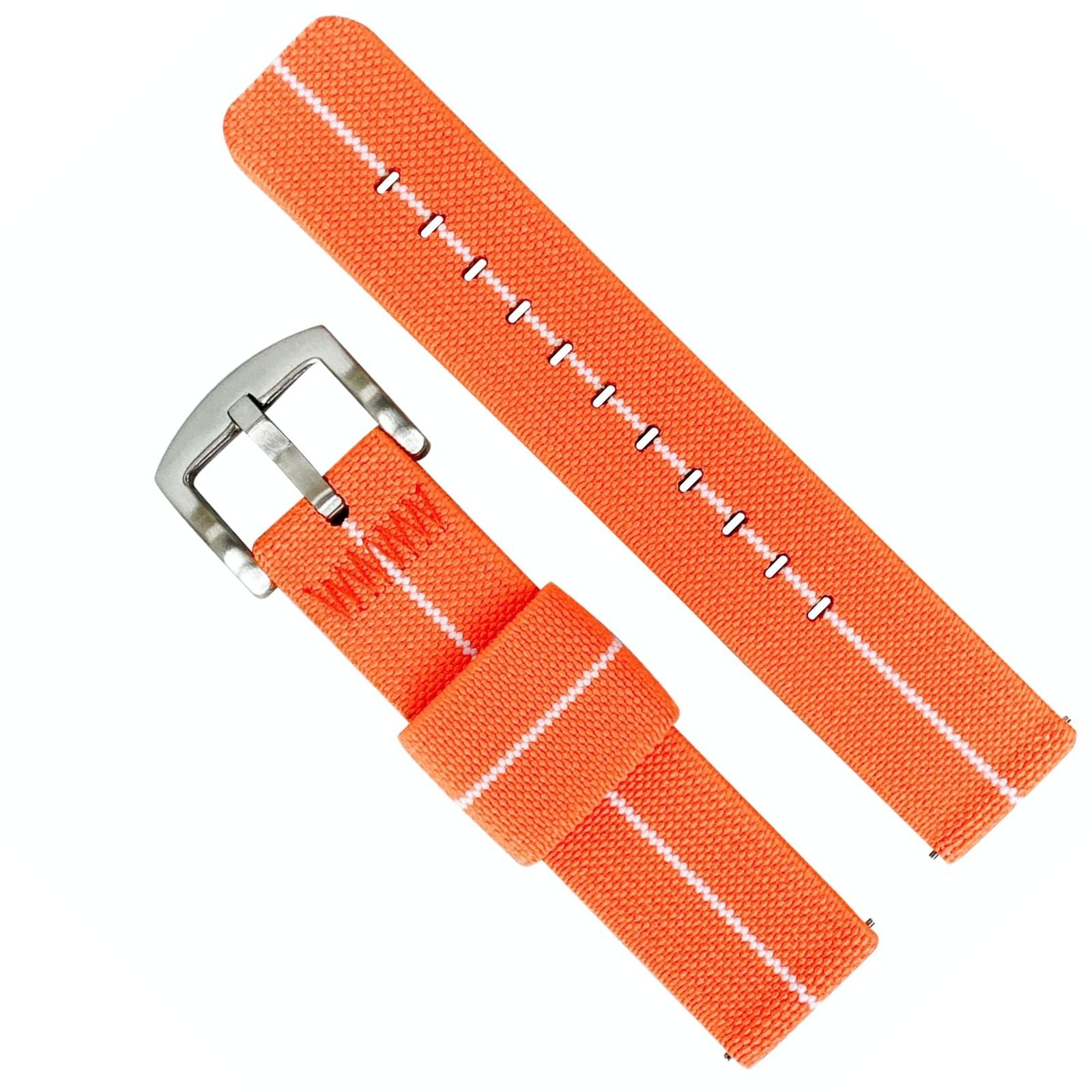 Elastic Nylon Quick Release Watch Strap Orange White 1