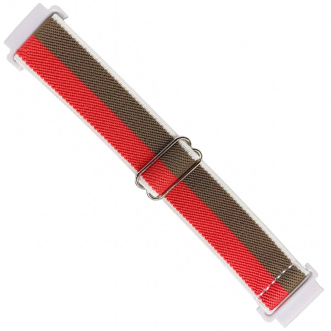 Elastic Solo Loop Quick Release Watch Strap - Red / Brown
