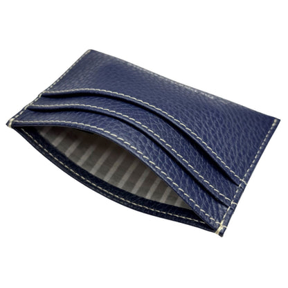 Genuine Leather Card Holder Wallet Navy Blue Slim Credit Card Holder 3