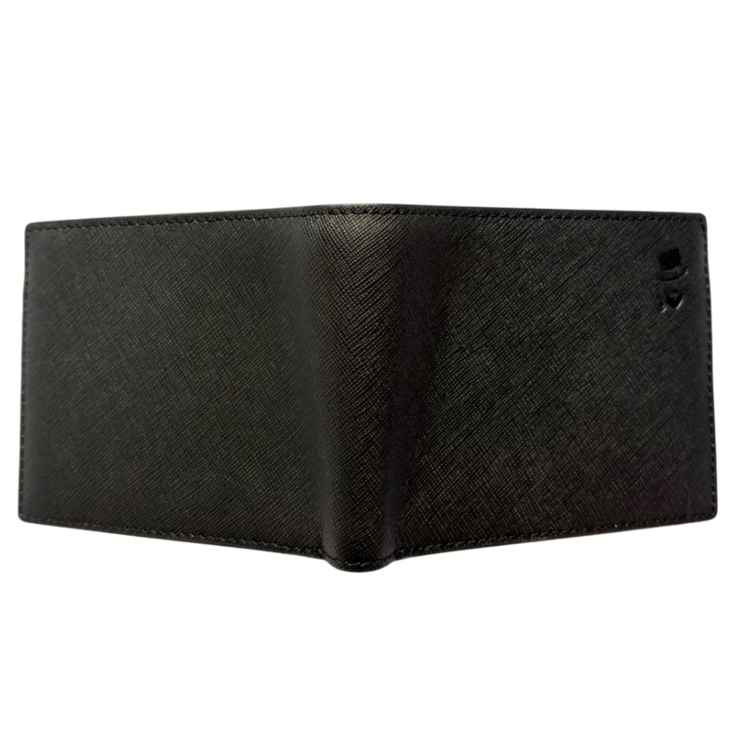 Genuine Saffiano Leather Bifold Wallet Black Full Capacity Leather Wallet 3