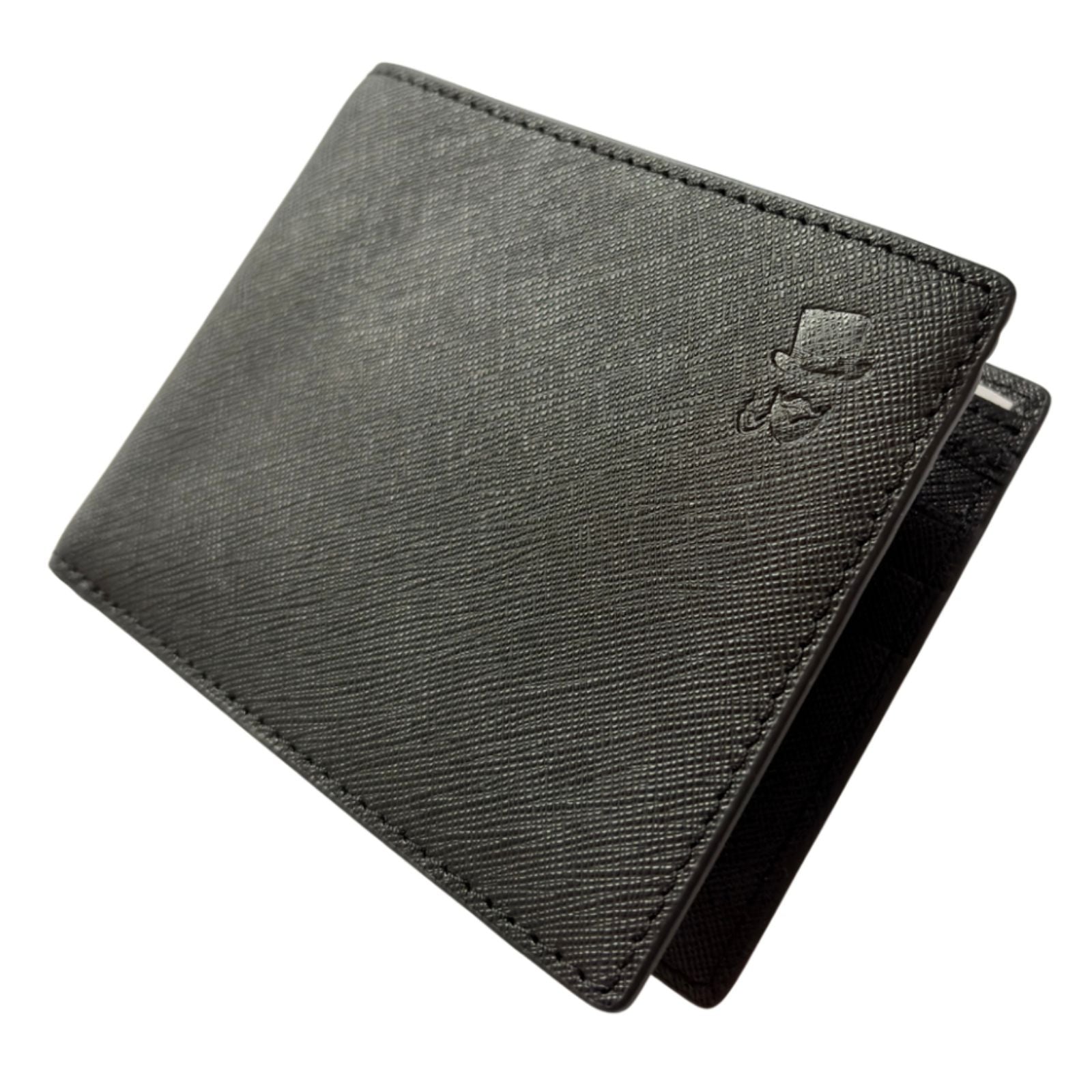 Genuine Saffiano Leather Bifold Wallet Black Full Capacity Leather Wallet 4