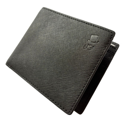 Genuine Saffiano Leather Bifold Wallet Black Full Capacity Leather Wallet 4