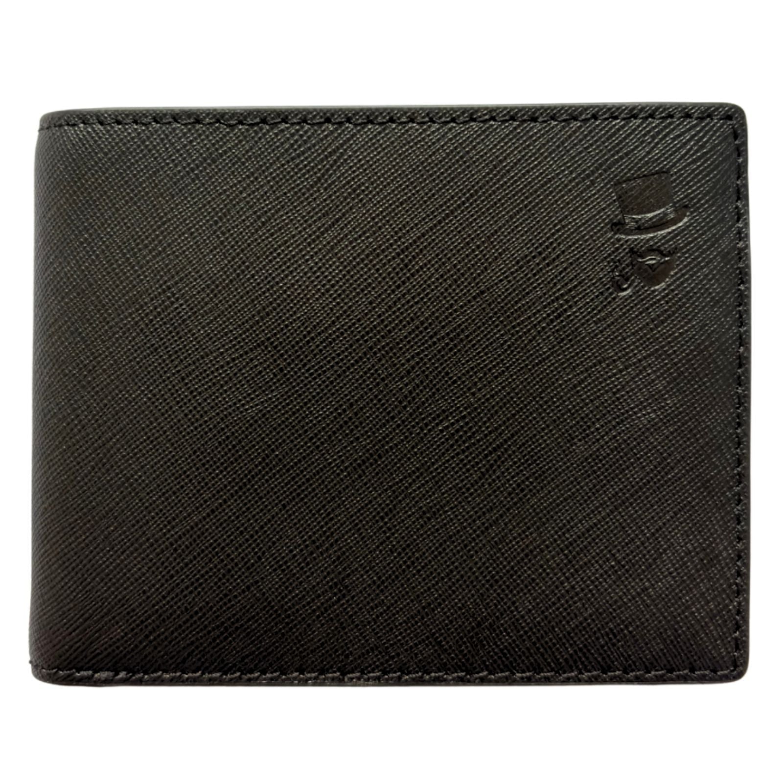Genuine Saffiano Leather Bifold Wallet Black Full Capacity Leather Wallet The Thrifty Gentleman
