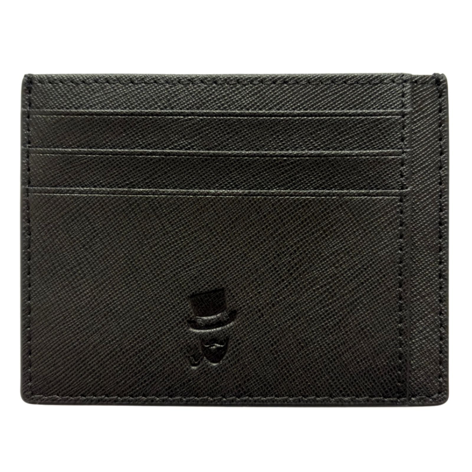 Genuine Saffiano Leather Card Holder Wallet Black High Capacity Credit Card Holder The Thrifty Gentleman