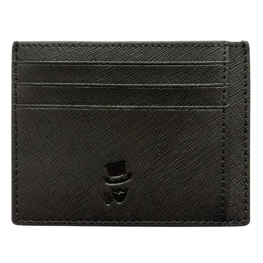 Genuine Saffiano Leather Card Holder Wallet Black High Capacity Credit Card Holder The Thrifty Gentleman