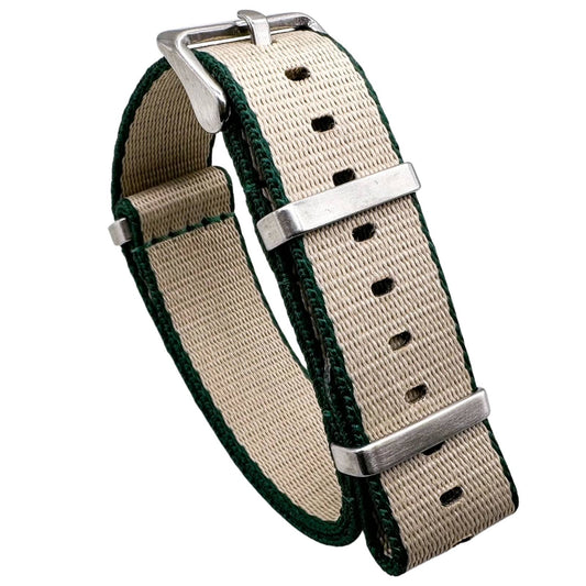 Herringbone NATO Watch Strap Beige Green 1