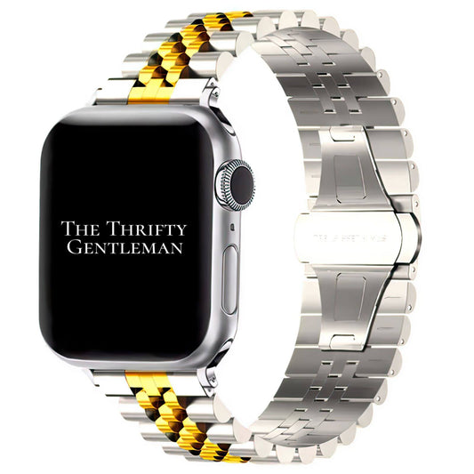 Jubilee Stainless Steel Metal Apple Watch Strap In Silver And Gold The Thrifty Gentleman