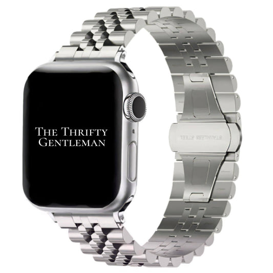 Jubilee Stainless Steel Metal Apple Watch Strap In Silver The Thrifty Gentleman