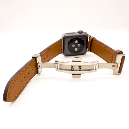 Leather Apple Watch Strap Deployment Clasp Guide 4