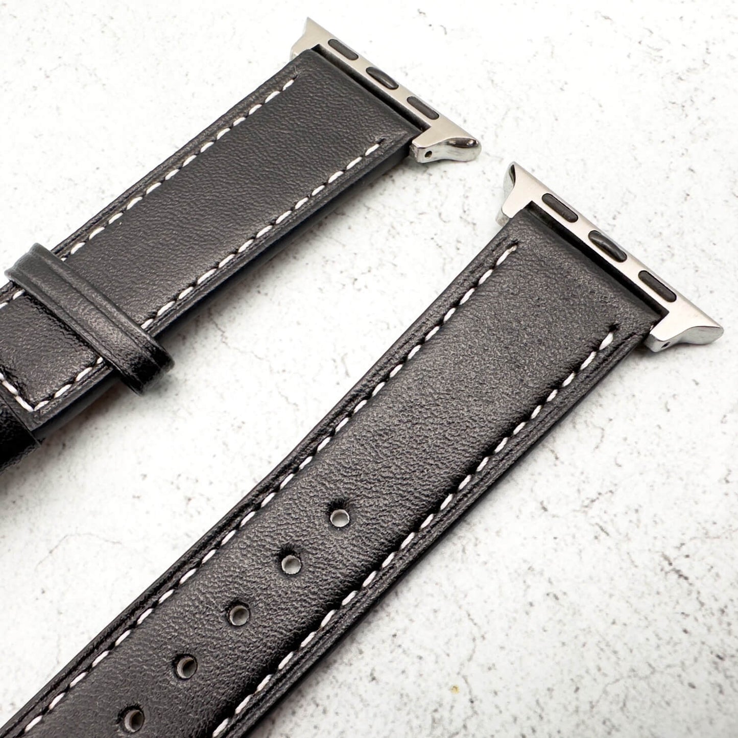 Leather Apple Watch Strap In Black With Butterfly Clasp 3