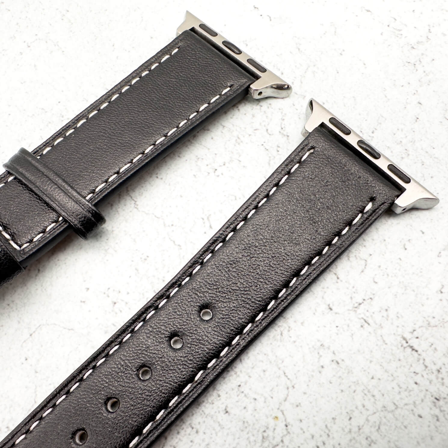 Leather Apple Watch Strap In Black With Butterfly Clasp 3