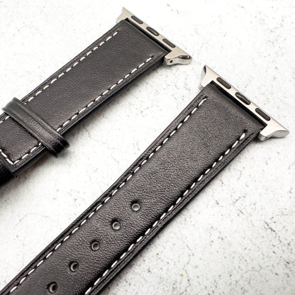 Leather Apple Watch Strap In Black With Butterfly Clasp 3