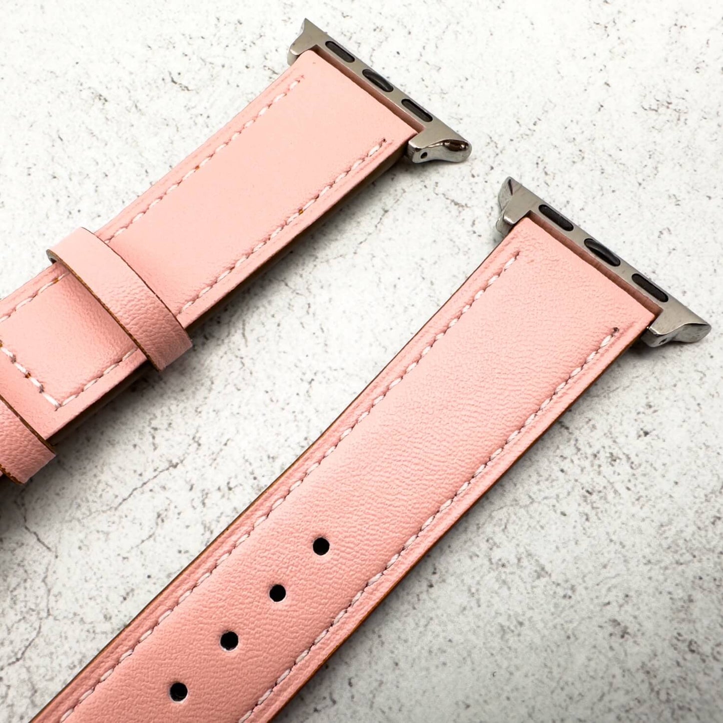 Leather Apple Watch Strap In Pink With Butterfly Clasp 3