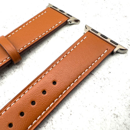 Leather Apple Watch Strap In Tan Brown With Butterfly Clasp 3