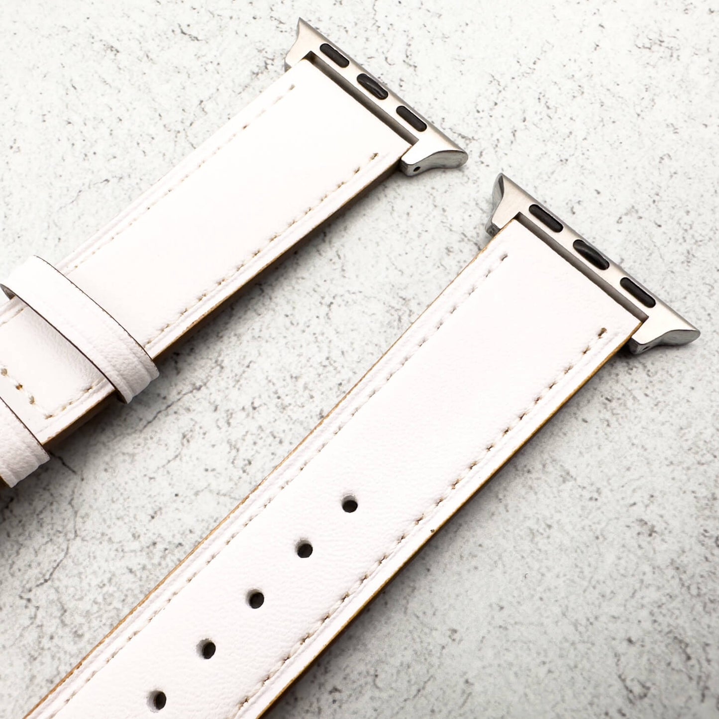 Leather Apple Watch Strap In White With Butterfly Clasp 3