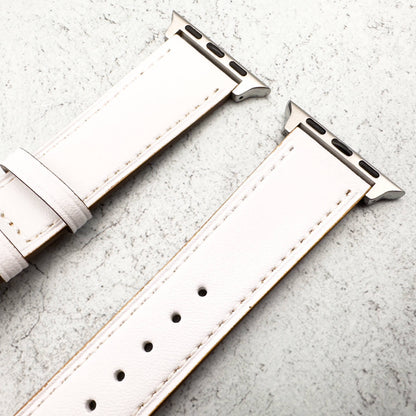 Leather Apple Watch Strap In White With Butterfly Clasp 3