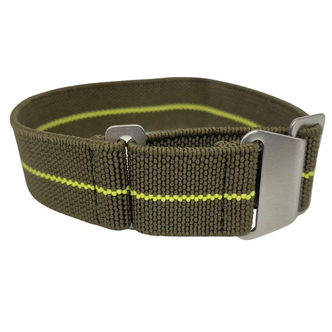 Marine Nationale Military Watch Strap - Army Green / Yellow