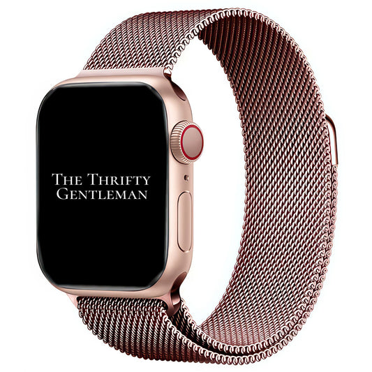 Milanese Mesh Metal Apple Watch Strap In Chrome Pink The Thrifty Gentleman