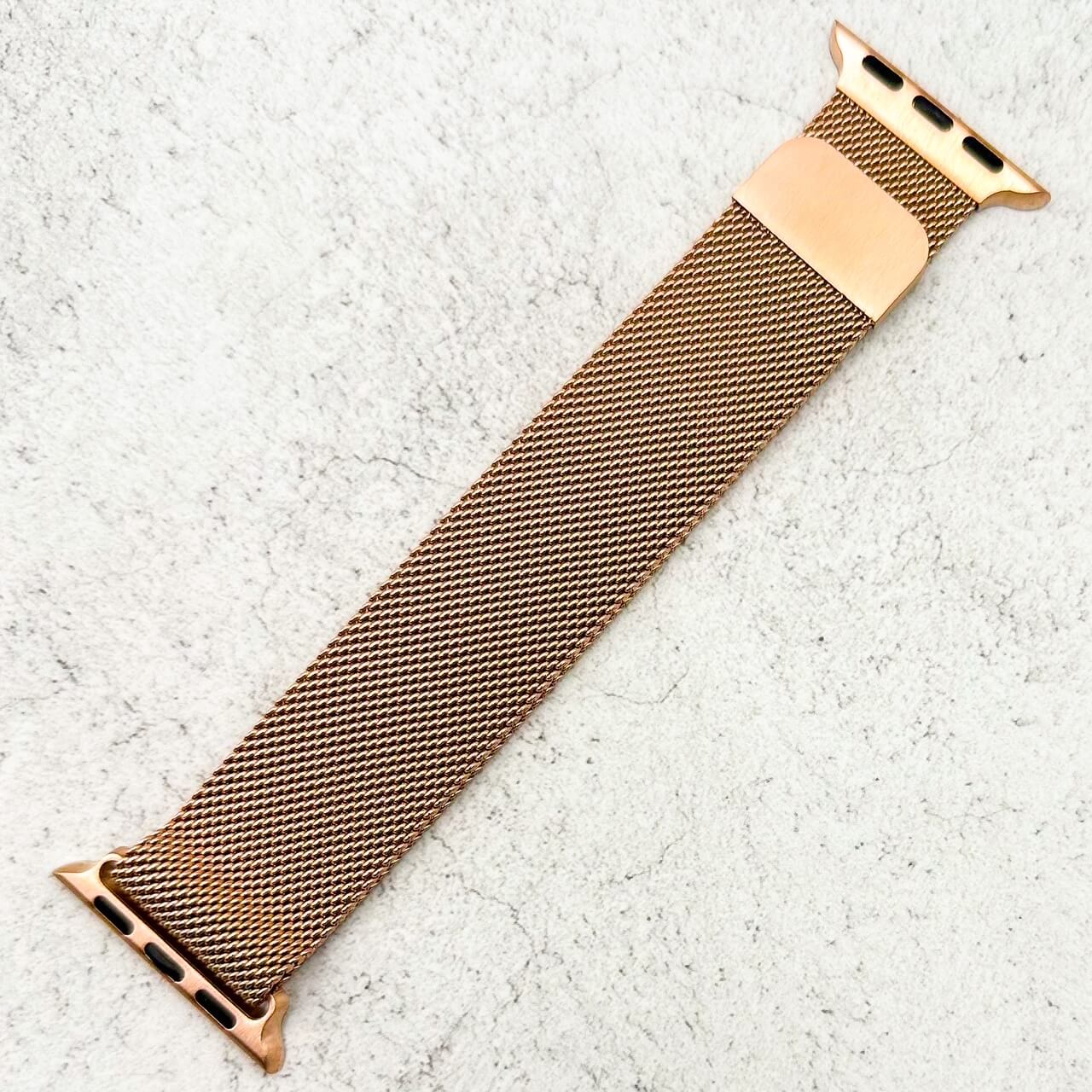 Milanese Mesh Metal Apple Watch Strap In Rose Gold 1