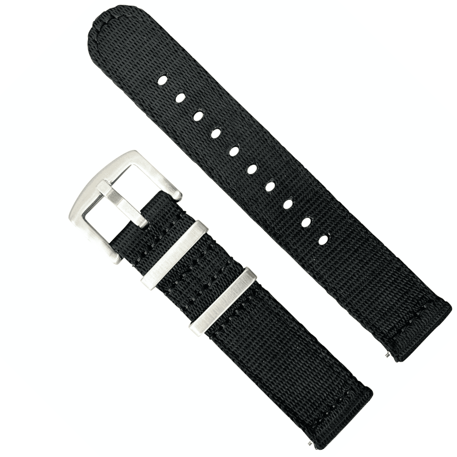 Military Style Two Piece Nylon Watch Strap Black
