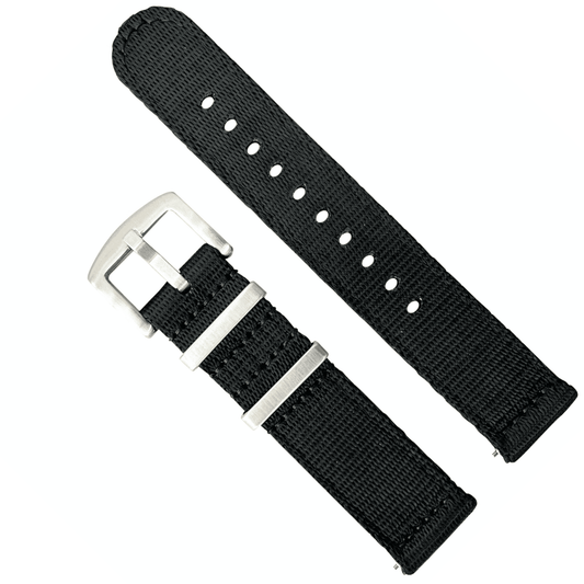 Military Style Quick Release Watch Strap Black 1