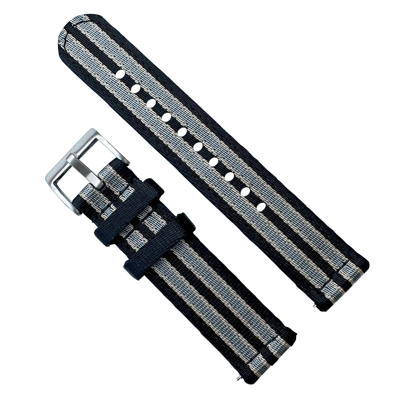 Military Style Two Piece Quick Release Watch Strap Black Beige Grey Bond No Time To Die 1