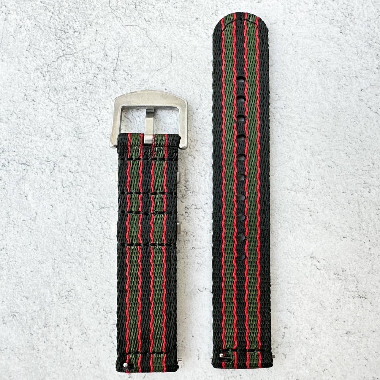 Military Style Quick Release Watch Strap Black Red Green Bond Goldfinger 3