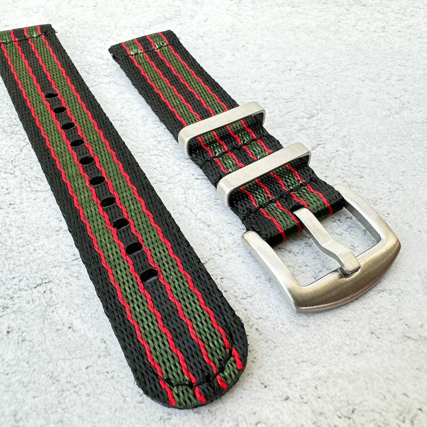 Military Style Quick Release Watch Strap Black Red Green Bond Goldfinger 4