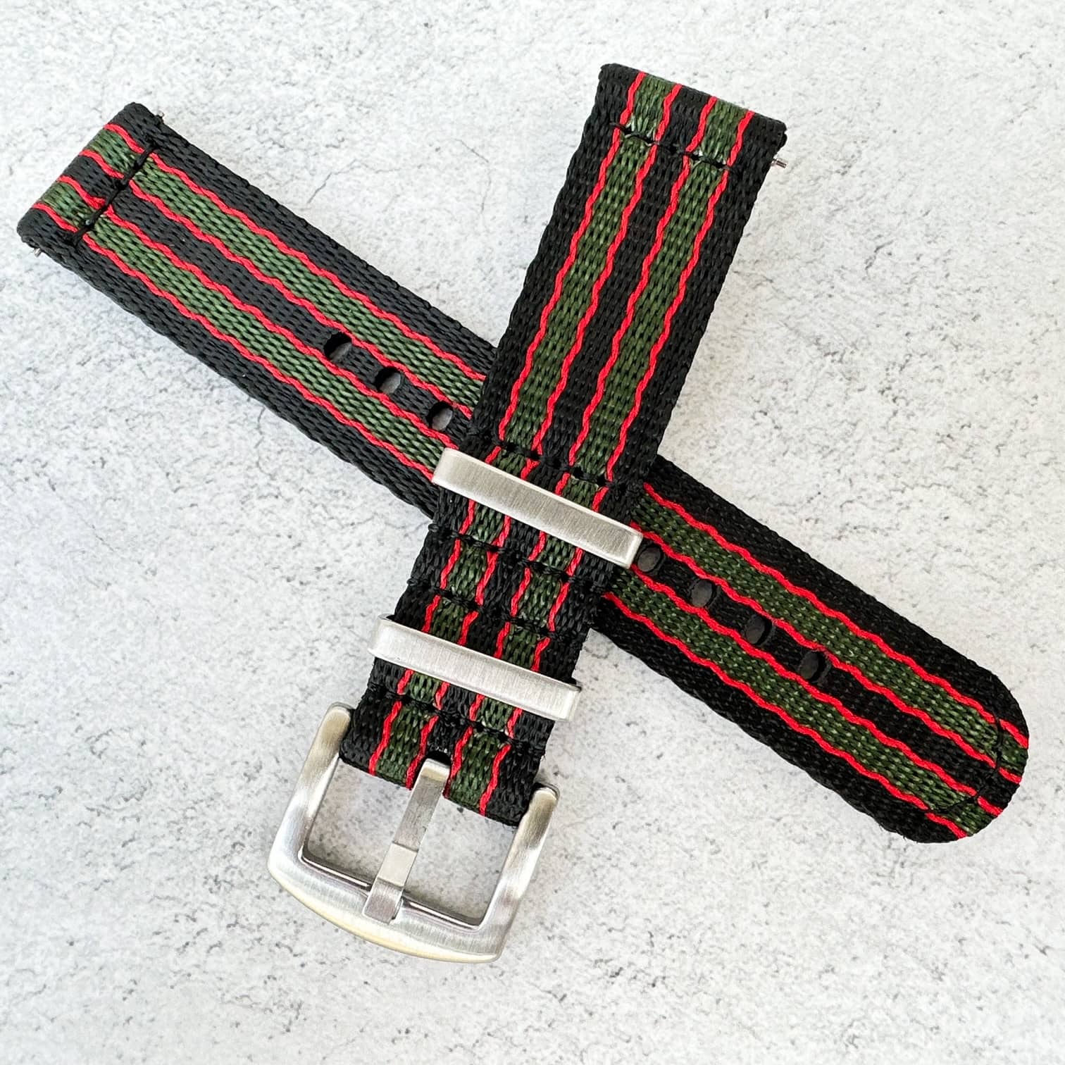 Military Style Quick Release Watch Strap Black Red Green Bond Goldfinger 5