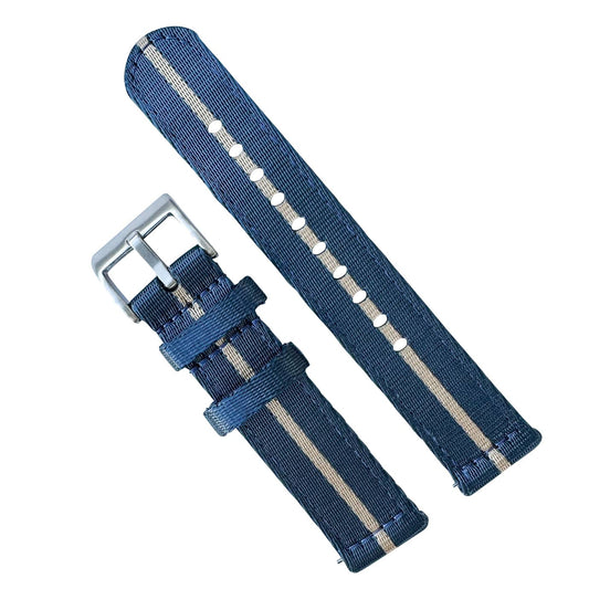 Military Style Two Piece Quick Release Watch Strap Blue Beige 1