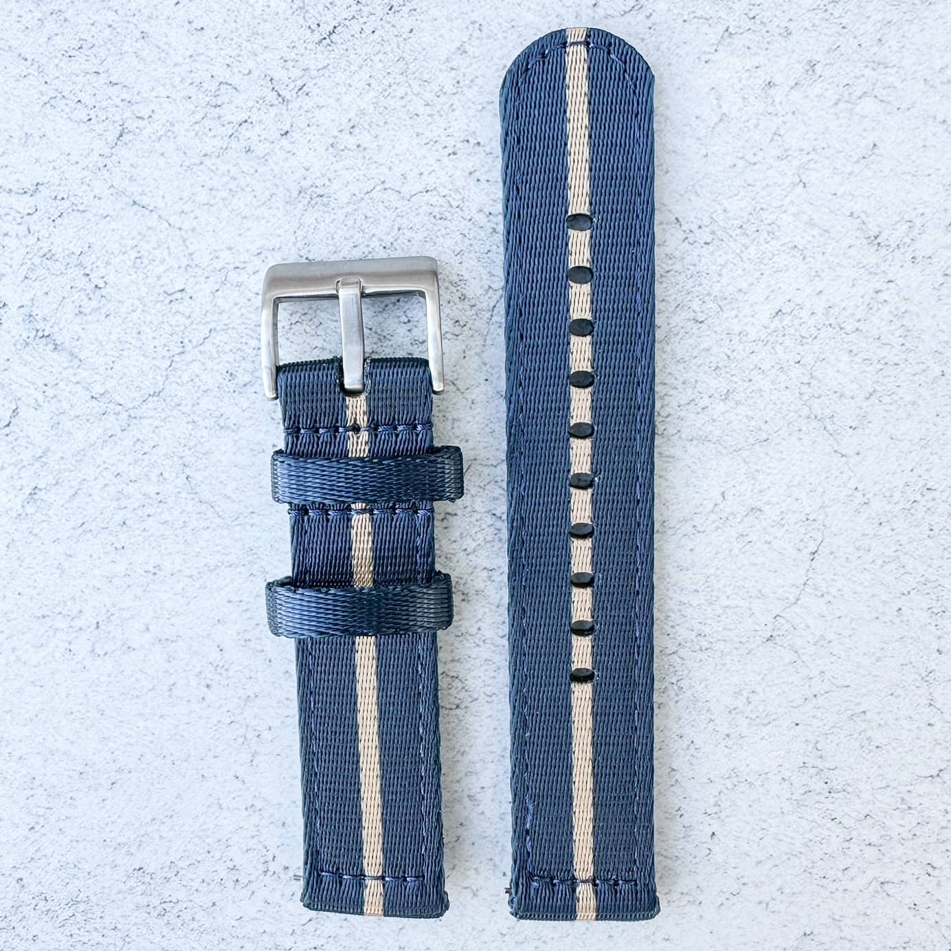 Military Style Two Piece Quick Release Watch Strap Blue Beige 5