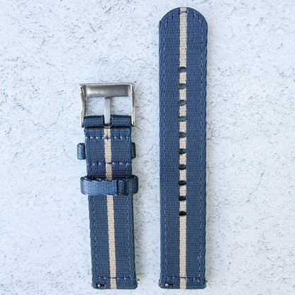 Military Style Two Piece Quick Release Watch Strap Blue Beige 6