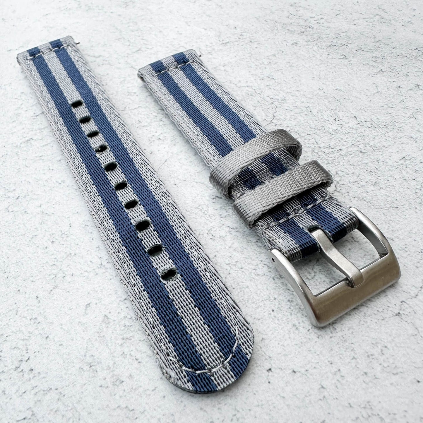 Military Style Two Piece Quick Release Watch Strap Blue Grey 2