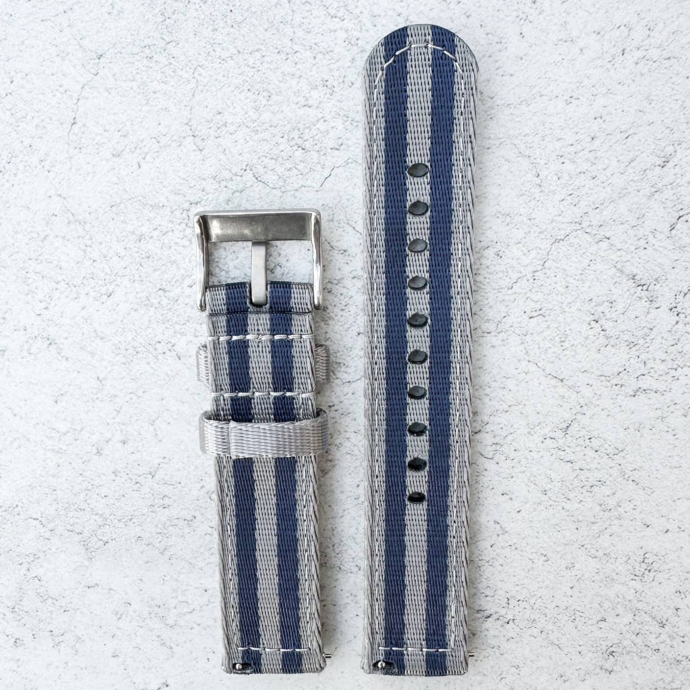Military Style Two Piece Quick Release Watch Strap Blue Grey 6